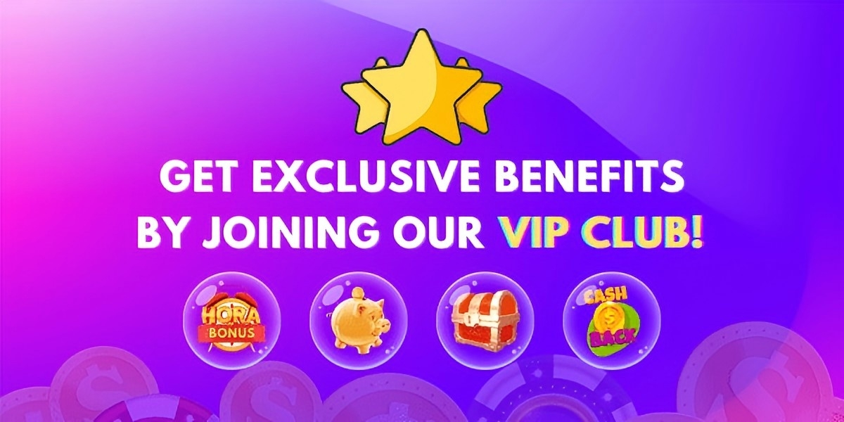 Promotional banner artwork: VIP club badge with bonus wheel, piggy bank and treasure chest icons